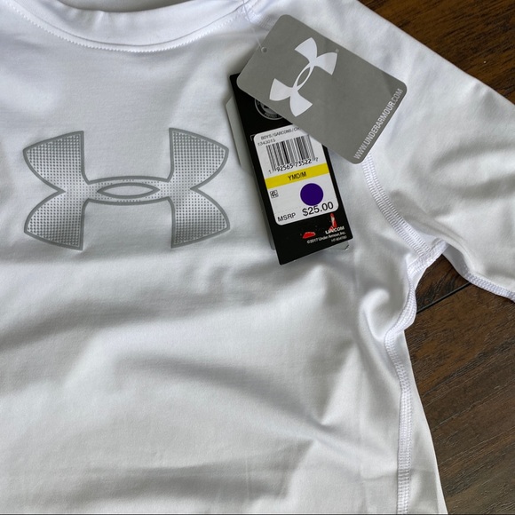 3/$36 - Boys Under Armour Fitted Tee - White - Picture 8 of 8
